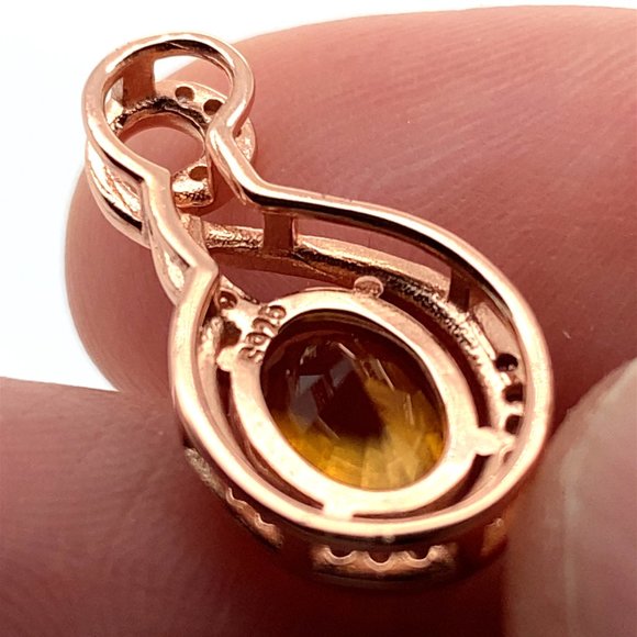 Rare Orange Tourmaline 1.40ct Rose Gold Finish Solid 925 Sterling Silver Pendant - Picture 4 of 8